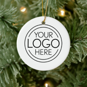 Add Your Logo Business Corporate Modern Minimalist Ceramic Ornament
