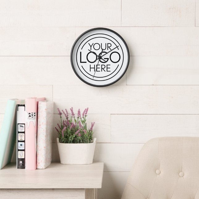 Add Your Logo Business Corporate Modern Minimalist Clock (Reading Room)