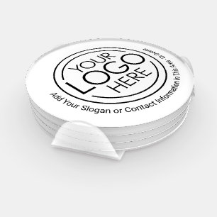 Add Your Logo Business Corporate Modern Minimalist Coaster Set
