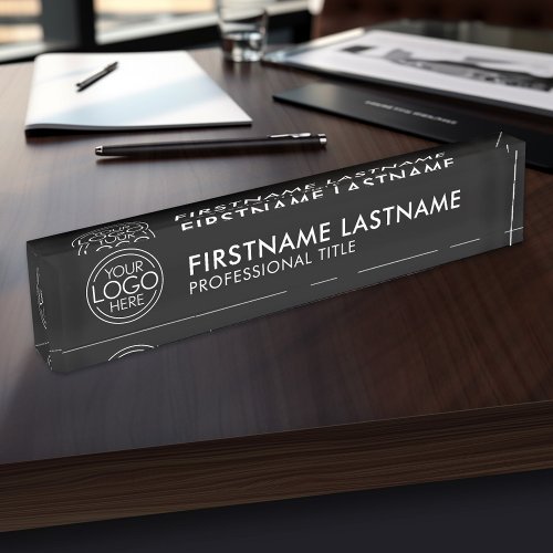 Add Your Logo Business Corporate Modern Minimalist Desk Name Plate
