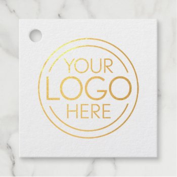 Add Your Logo Business Corporate Modern Minimalist Foil Favor Tags by BusinessStationery at Zazzle