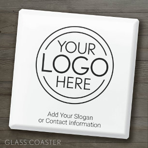 Add Your Logo Business Corporate Modern Minimalist Glass Coaster