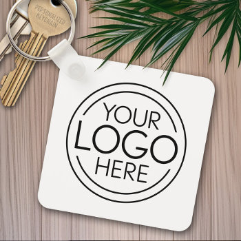 Add Your Logo Business Corporate Modern Minimalist Keychain by BusinessStationery at Zazzle