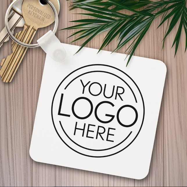 Add Your Logo Business Corporate Modern Minimalist Keychain (Personalized keychain - add a logo)