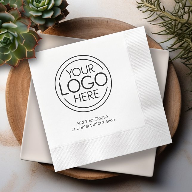 Add Your Logo Business Corporate Modern Minimalist Napkins (Your logo here - personalized party napkins)