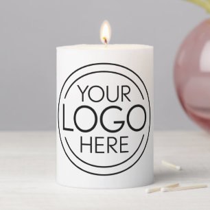 Add Your Logo Business Corporate Modern Minimalist Pillar Candle