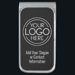 Add Your Logo Business Corporate Modern Minimalist Silver Finish Money Clip<br><div class="desc">Perfect for an office party or presentation gift, these logo money clips are simple in design. You can change the background color to match the color that coordinates with your company logo. The extra lines of type can be used for company contact information or for a place to add a...</div>