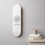 Add Your Logo Business Corporate Modern Minimalist Skateboard<br><div class="desc">Perfect for an office decoration or presentation gift, these logo skateboards are simple in design. You can change the background color to match the color that coordinates with your company logo. The extra lines of type can be used for company contact information or for a place to add a special...</div>