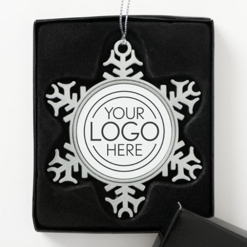 Add Your Logo Business Corporate Modern Minimalist Snowflake Pewter Christmas Ornament