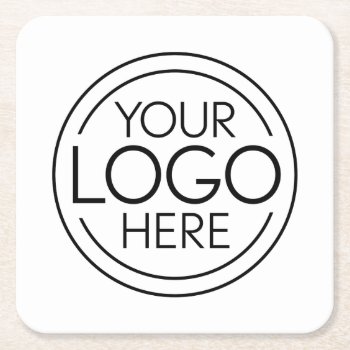 Add Your Logo Business Corporate Modern Minimalist Square Paper Coaster by BusinessStationery at Zazzle