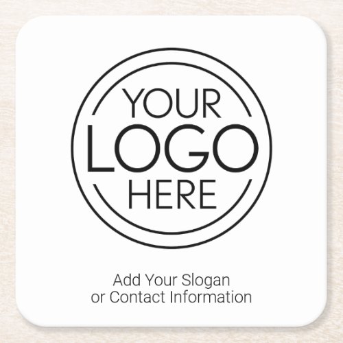 Add Your Logo Business Corporate Modern Minimalist Square Paper Coaster