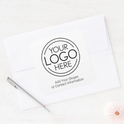 Add Your Logo Business Corporate Modern Minimalist Square Sticker