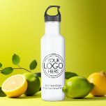 Add Your Logo Business Corporate Modern Minimalist Stainless Steel Water Bottle<br><div class="desc">Perfect for an office party or presentation, these logo water bottles are simple in design. You can change the background color to match the color that coordinates with your company logo. The extra lines of type can be used for company contact information or for a place to add a special...</div>