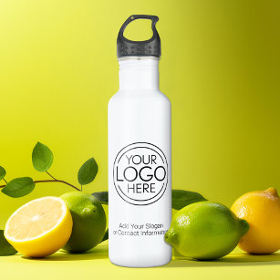 Add Your Logo Business Corporate Modern Minimalist Stainless Steel Water Bottle