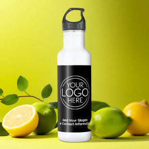 Add Your Logo Business Corporate Modern Minimalist Stainless Steel Water Bottle