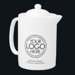Add Your Logo Business Corporate Modern Minimalist Teapot<br><div class="desc">Perfect for an office party or presentation, these logo teapots are simple in design. You can change the background color to match the color that coordinates with your company logo. The extra lines of type can be used for company contact information or for a place to add a special occasion...</div>