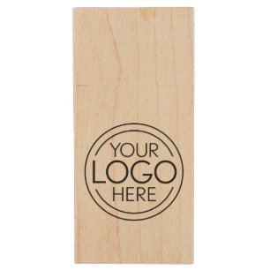 Add Your Logo Business Corporate Modern Minimalist Wood Flash Drive