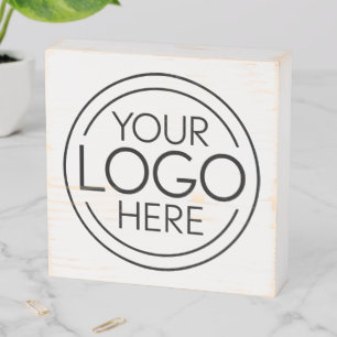 Add Your Logo Business Corporate Modern Minimalist Wooden Box Sign