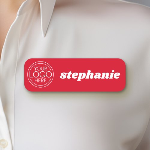 Add Your Logo Business Corporate Modern Red Name Tag