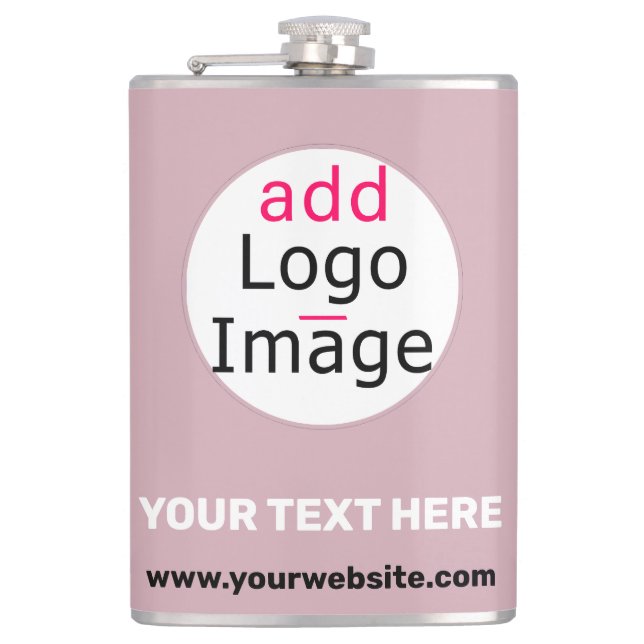 Add Your Logo Business Customizable Dusty Rose Hue Flask (Front)