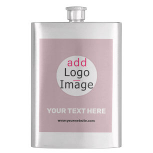Add Your Logo Business Customizable Dusty Rose Hue Flask