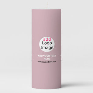 Add Your Logo Business Customizable Dusty Rose Hue Pillar Candle