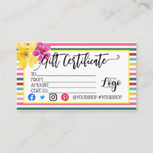 ADD YOUR LOGO Business gift certificate marketing