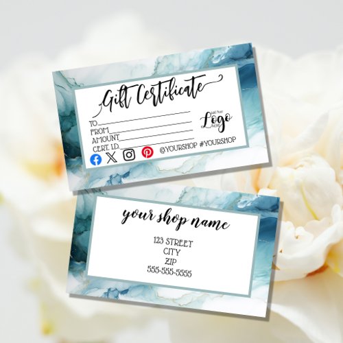 ADD YOUR LOGO Business gift certificate marketing
