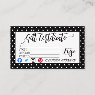 ADD YOUR LOGO Business gift certificate marketing