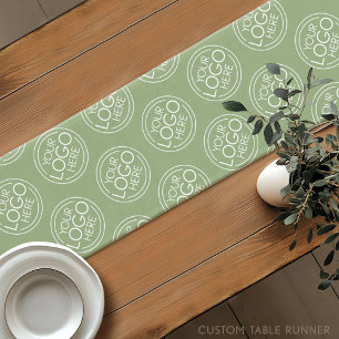 Add Your Logo Business Green - Modern Minimalist Short Table Runner
