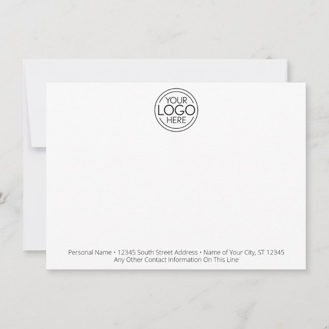 Add Your Logo Business Modern Minimal Note Card (Front)