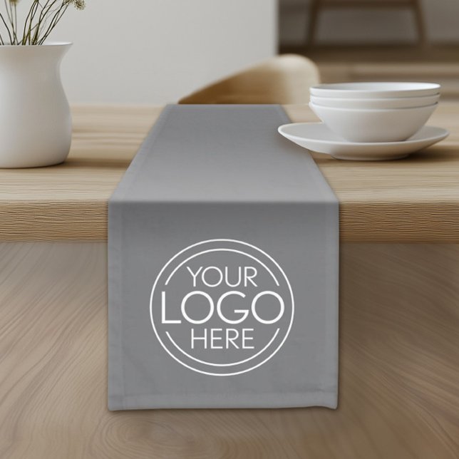 Add Your Logo Business Modern Minimalist - Grey Short Table Runner (Custom Logo Table Runner - Table Cover)