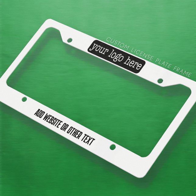 Add Your Logo Business Modern Minimalist with Text License Plate Frame (Personalized Car License Frame)