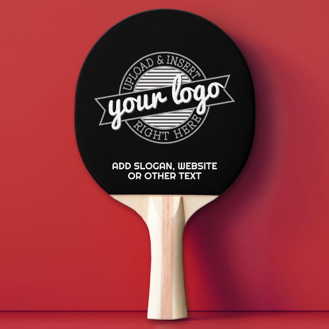 Add Your Logo Business Modern Minimalist with Text Ping Pong Paddle (Custom Ping Pong Paddle)
