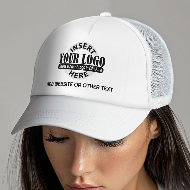 Add Your Logo Business Modern Minimalist with Text Trucker Hat (Custom Trucker Hat with Business Branding Logo)