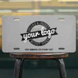 Add Your Logo Business Modern Silver with Text License Plate<br><div class="desc">Perfect for an office convention or presentation gift, these logo plates are simple in design. You can change the background color to match the color that coordinates with your company logo. A simple, no frills design for any company. Upload your logo. If your logo doesn't fit, click on the CUSTOMIZE...</div>