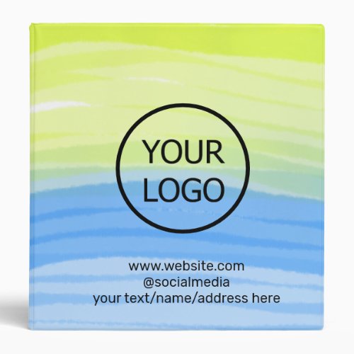 add your logo business name text watercolor addres 3 ring binder