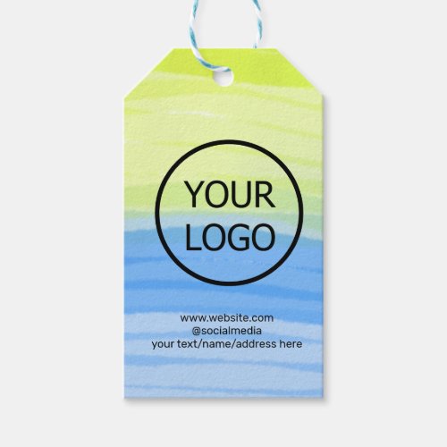 add your logo business name text watercolor addres gift tags
