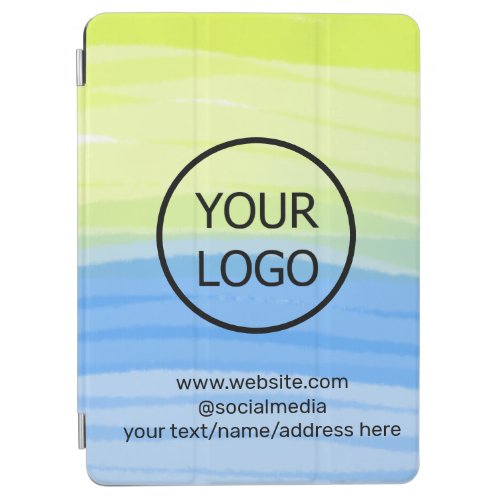 add your logo business name text watercolor addres iPad air cover