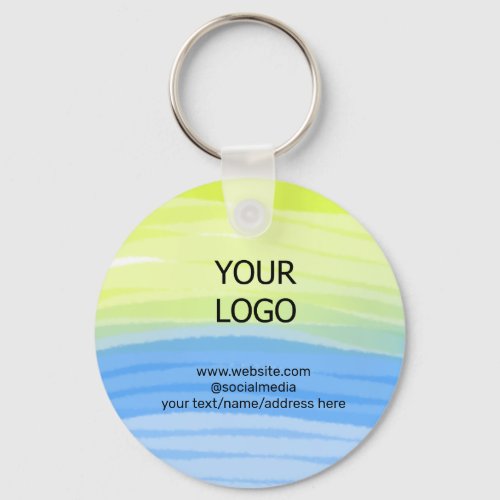 add your logo business name text watercolor addres keychain