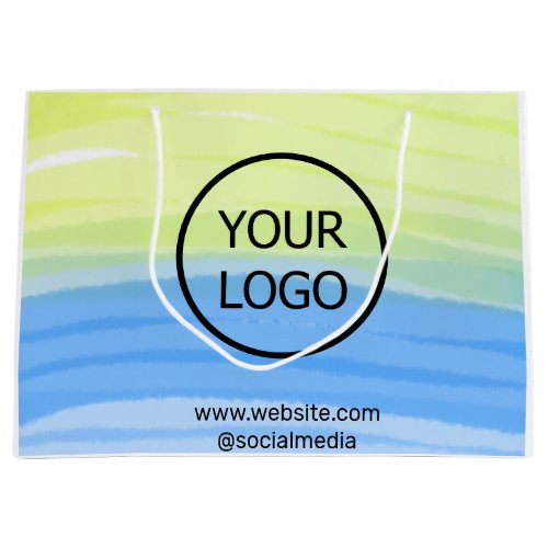 add your logo business name text watercolor addres large gift bag