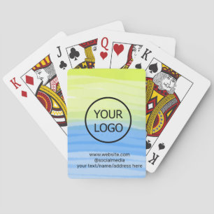 add your logo business name text watercolor addres poker cards