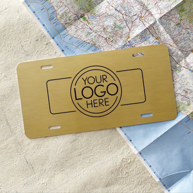 Add Your Logo Business Professional Modern Gold License Plate (In Situ)