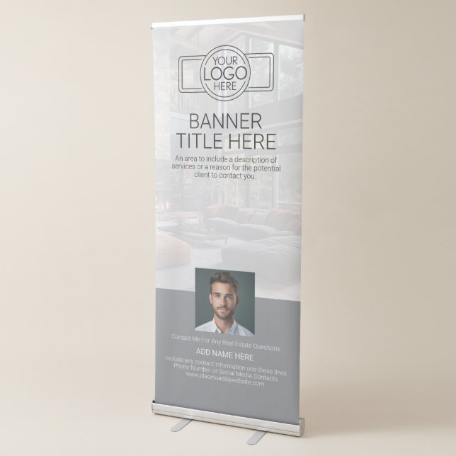 Add Your Logo Business Real Estate Photo Modern Retractable Banner (3/4)