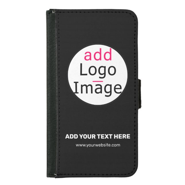 Add Your Logo Business Trendy Customizable Black Samsung Galaxy Wallet Case (Front)