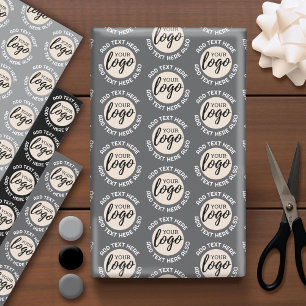 Add Your Logo Business with Text Around Logo Wrapping Paper Sheets