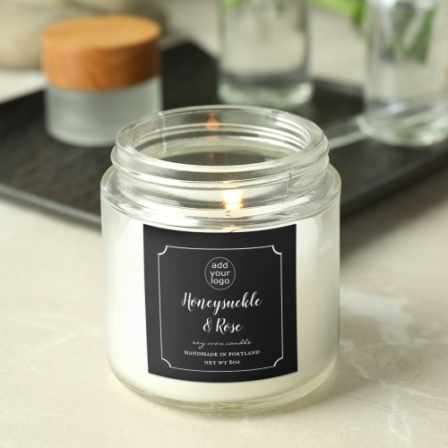 Add Your Logo Candle Black  White Label Square
