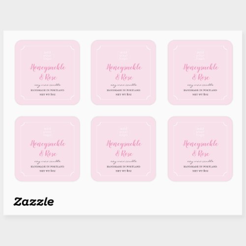 Add Your Logo Candle Blush Pink Label Square