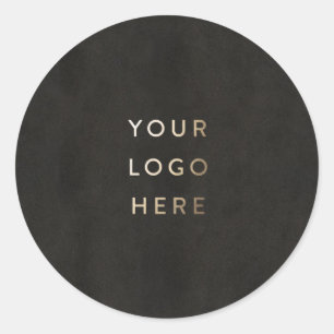 Add Your Logo Chalkboard Black Simple Modern Classic Round Sticker
