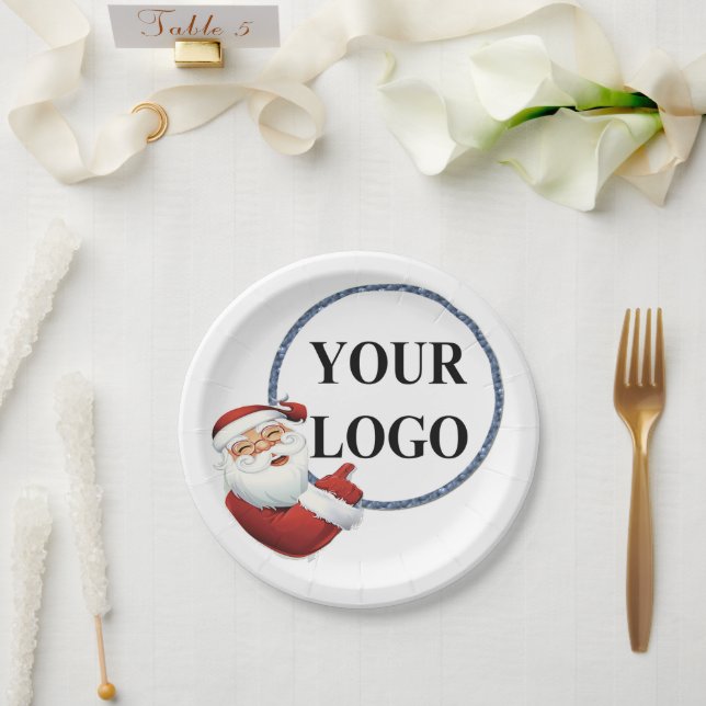 Add Your Logo Christmas Holiday Paper Plates (Wedding)